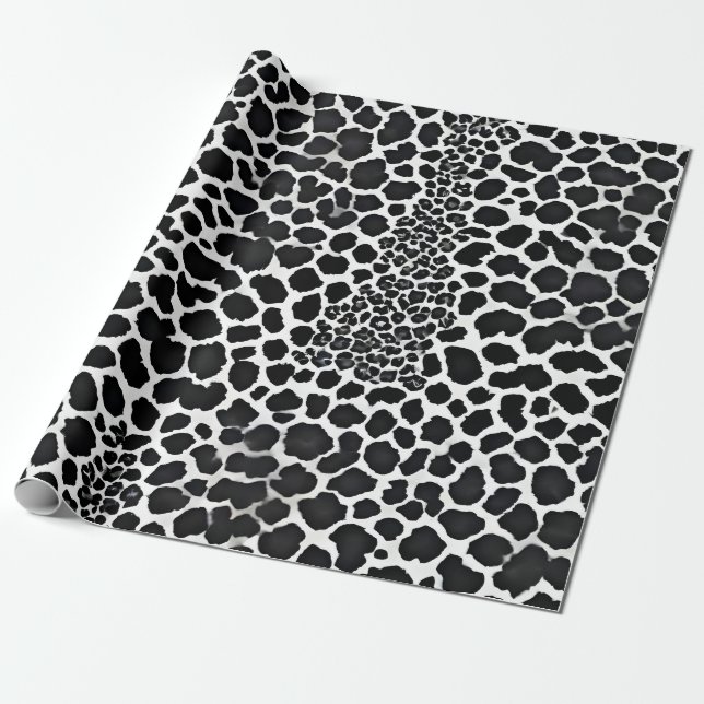 Papel De Regalo Colección elegante de Leopardo Blanco Moderno de l (Desenrollado)