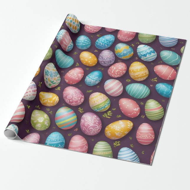 Papel De Regalo Colección moderna de huevos de Pascua (Desenrollado)