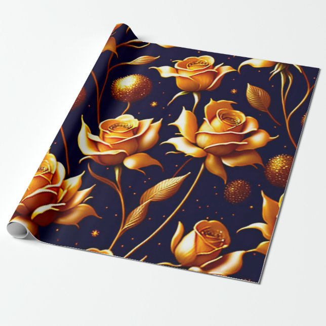 Papel De Regalo Colección moderna de Luxury Gold Boho Rosa (Desenrollado)