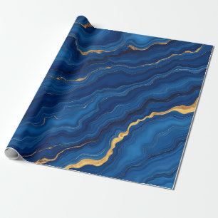 Papel De Regalo Colección moderna de mármol de oro azul