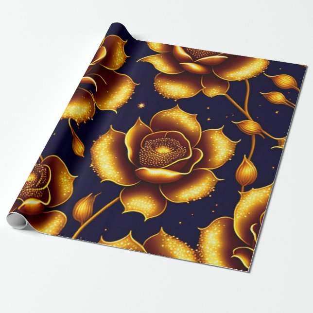 Papel De Regalo Colección moderna de Rosas de oro de lujo de Boho (Desenrollado)