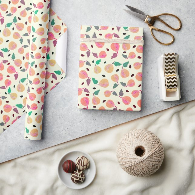 Papel De Regalo Colección Peras Doradas Rosa (Artesanía)