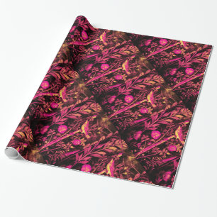 Papel De Regalo COLECCIÓN POMPEII NOCHE CON ROSAS rosados
