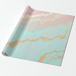 Papel De Regalo Colección Popular de Lujo Rosa Mint Dorado