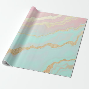 Papel De Regalo Colección Popular de Lujo Rosa Mint Dorado
