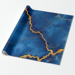 Papel De Regalo Colección popular de mármol de oro azul