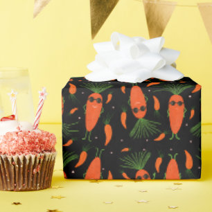 Papel De Regalo Colección Zanahoria Fría Negro