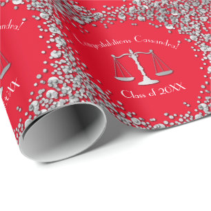 Papel De Regalo Colegio de Abogados Graduación Plata Rojo