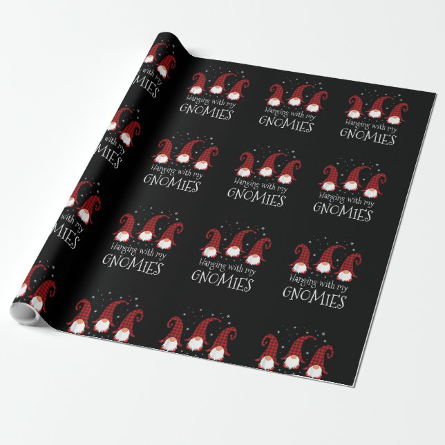 Papel De Regalo Colgando Con Mi Gnomies Plaid Garden Navidades Fam (Desenrollado)