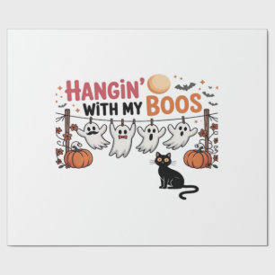 Papel De Regalo Colgando con mis fantasmas sosteniendo gato negro 