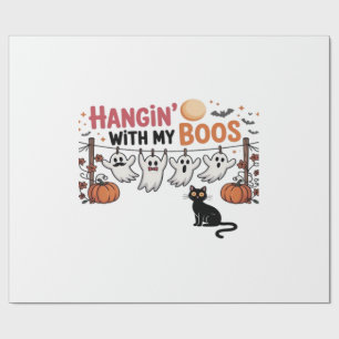 Papel De Regalo Colgando con mis fantasmas sosteniendo gato negro