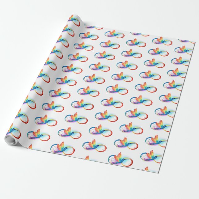 Papel De Regalo Colibrí arcoiris con símbolo Infinity (Desenrollado)