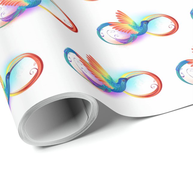 Papel De Regalo Colibrí arcoiris con símbolo Infinity (Esquina del rollo)