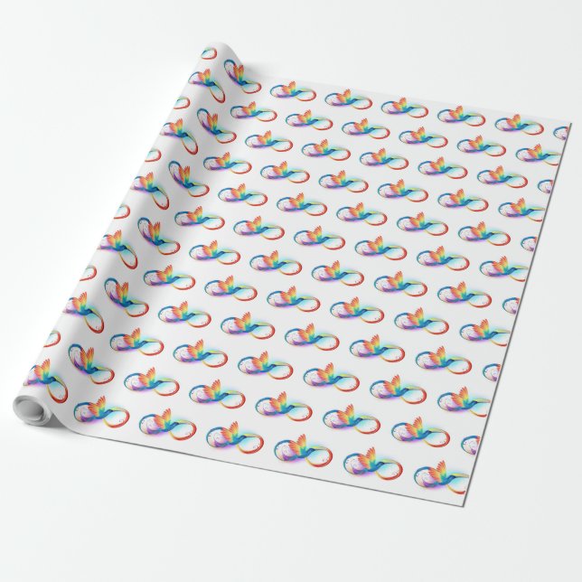 Papel De Regalo Colibrí arcoiris con símbolo Infinity (Desenrollado)