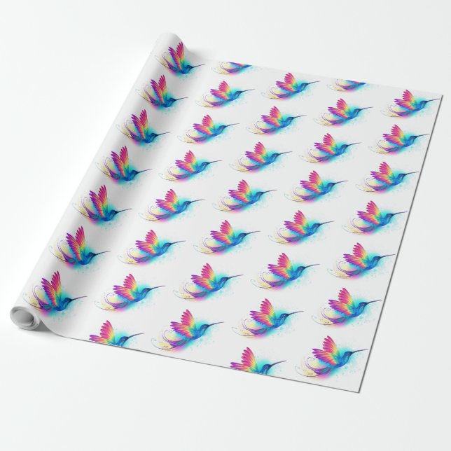 Papel De Regalo Colibrí arcoiris exótica (Desenrollado)