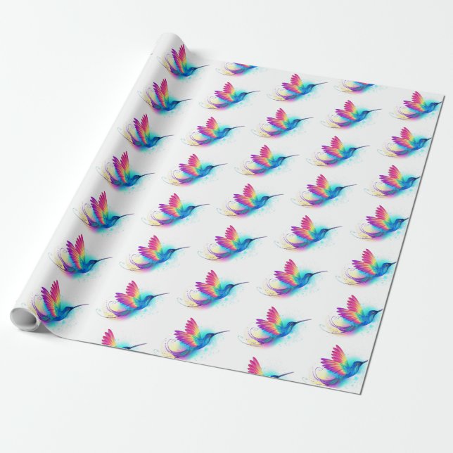 Papel De Regalo Colibrí arcoiris exótica (Desenrollado)