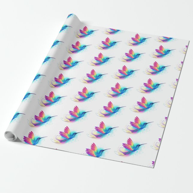 Papel De Regalo Colibrí arcoiris exótica (Desenrollado)