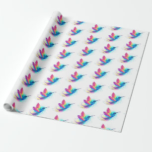 Papel De Regalo Colibrí Arcoíris Exótico