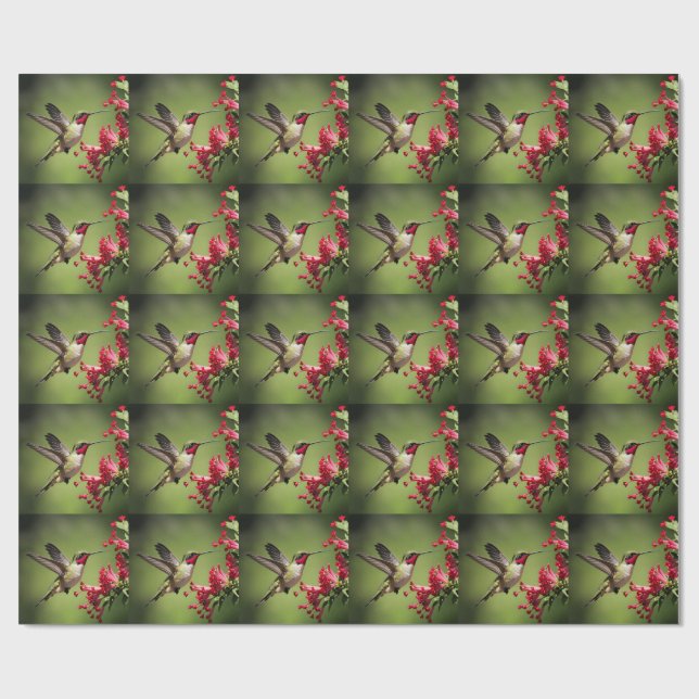 Papel De Regalo Colibrí Colorido (Superficie plana)