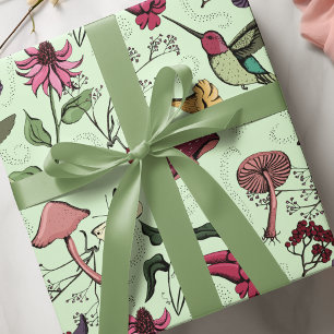 Papel De Regalo Colibrí de Jardín de Primavera encantado Floral