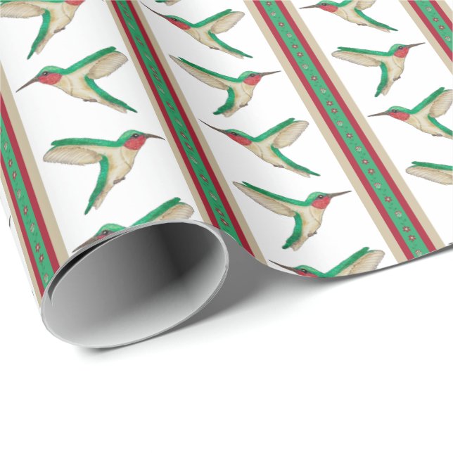 Papel De Regalo Colibrí de rayas (Esquina del rollo)