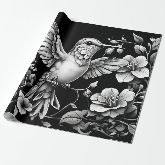 Papel De Regalo Colibrí decorativo (Desenrollado)
