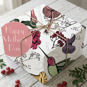 Papel De Regalo Colibrí Floral Feliz Día de las Madres