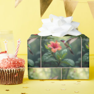 Papel De Regalo Colibrí sobrevolando un Hibiscus