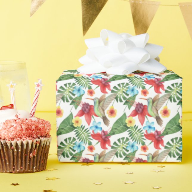 Papel De Regalo Colibrí tropical (Fiesta de cumpleaños )