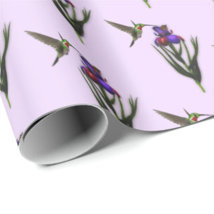 Papel De Regalo Colibrí Y Flor Iris   