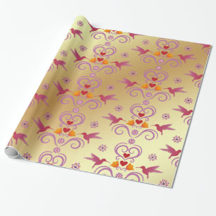 Papel De Regalo Colibri Y Flores