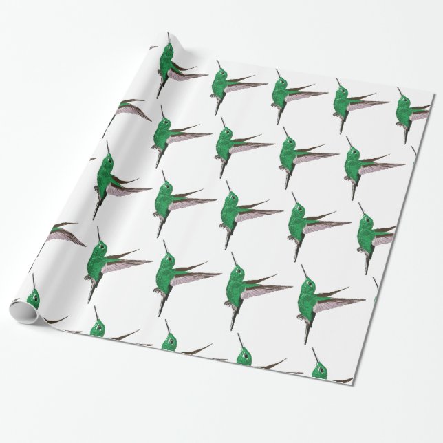 Papel De Regalo Colibríes verdes (Desenrollado)