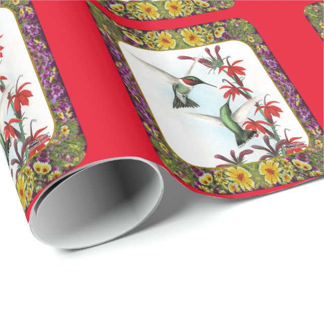 Papel De Regalo Colibríes y Flores #5 (Esquina del rollo)