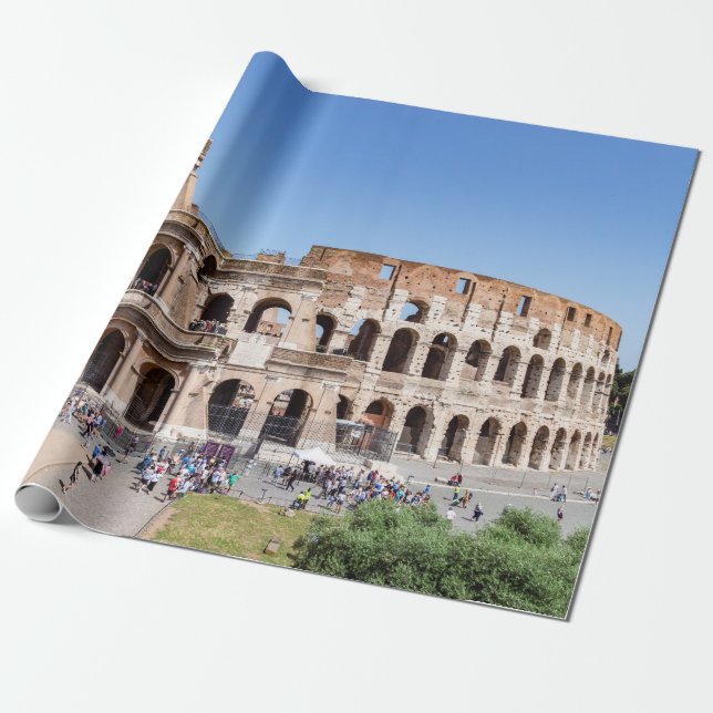 Papel De Regalo Coliseo famoso en Roma, Italia (Desenrollado)