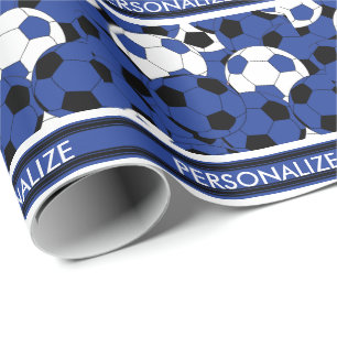Papel De Regalo Collage azul marino del balón de fútbol