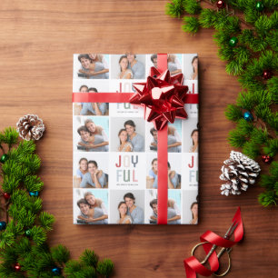 Papel De Regalo Collage de 3 fotos personalizadas de Navidad 