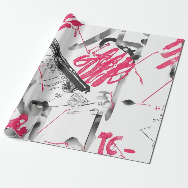 Papel De Regalo Collage de acuarela abstracta (Desenrollado)