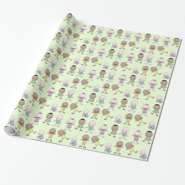 Papel De Regalo Collage de bebés multiraciales (Desenrollado)