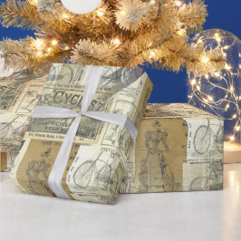 Papel De Regalo Collage de ciclismo de época y publicidad en bicic