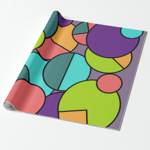 Papel De Regalo Collage de Círculo Moderno de Mediados del Siglo