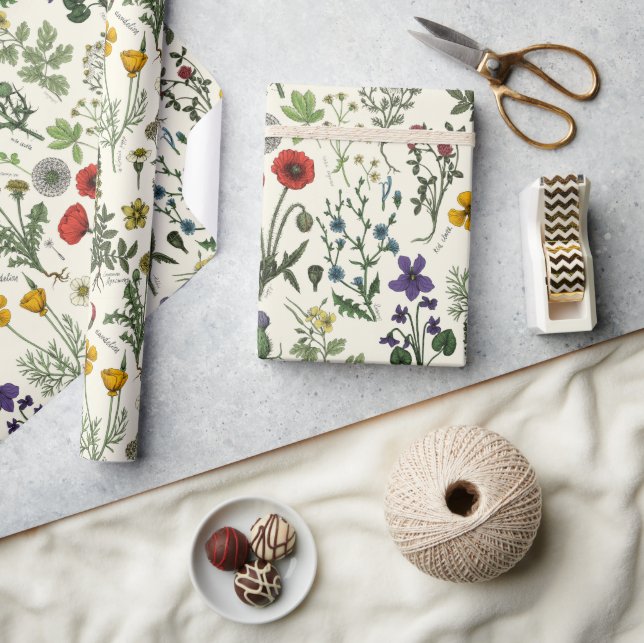 Papel De Regalo Collage de flores silvestres (Artesanía)