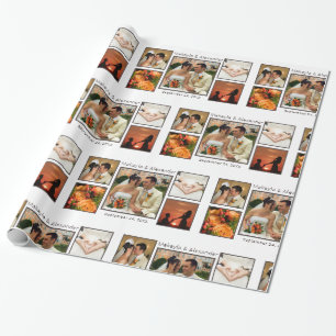 Papel De Regalo Collage de fotos Boda personalizado