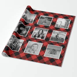 Papel De Regalo Collage de fotos Buffalo Plaid Lumberjack Rojo