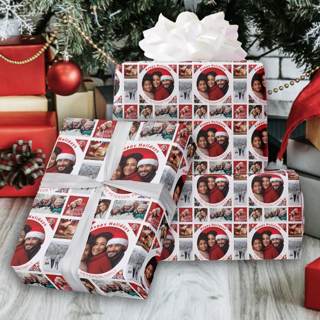 Papel De Regalo Collage de fotos Con Nombre Felices Fiestas (Subido por el creador)