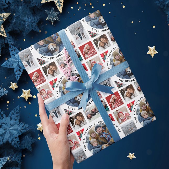 Papel De Regalo Collage de fotos con vacaciones de nombre (Subido por el creador)