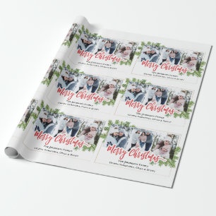 Papel De Regalo Collage de fotos de color maría de navidad 3 pinos