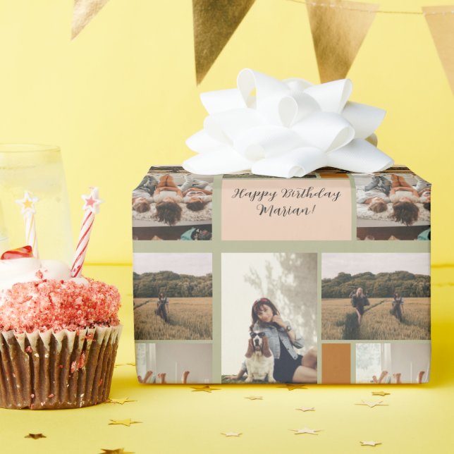 Papel De Regalo Collage de fotos de cumpleaños de moda 3 Foto (Fiesta de cumpleaños )