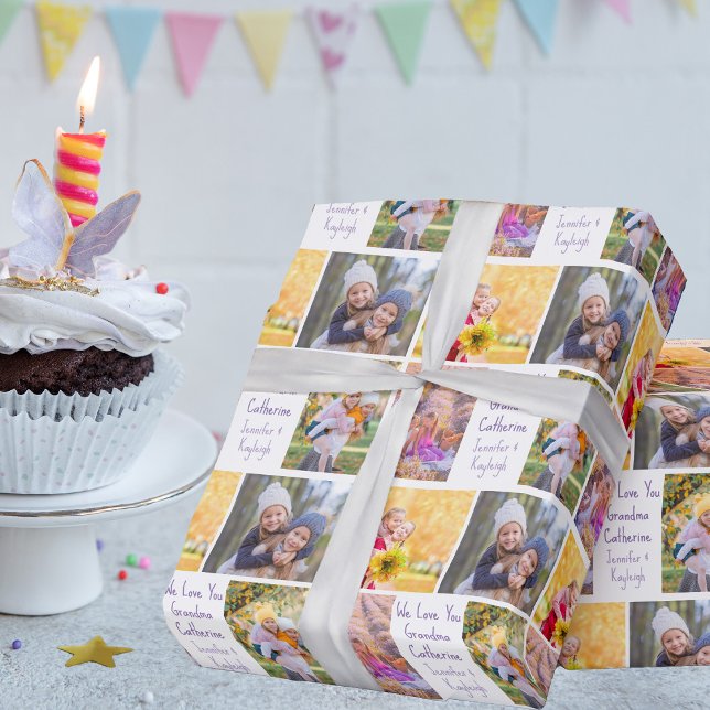 Papel De Regalo Collage de fotos de los nietos de cumpleaños de la (Subido por el creador)