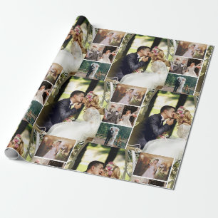 Papel De Regalo Collage de fotos de personalización de 4 Personali