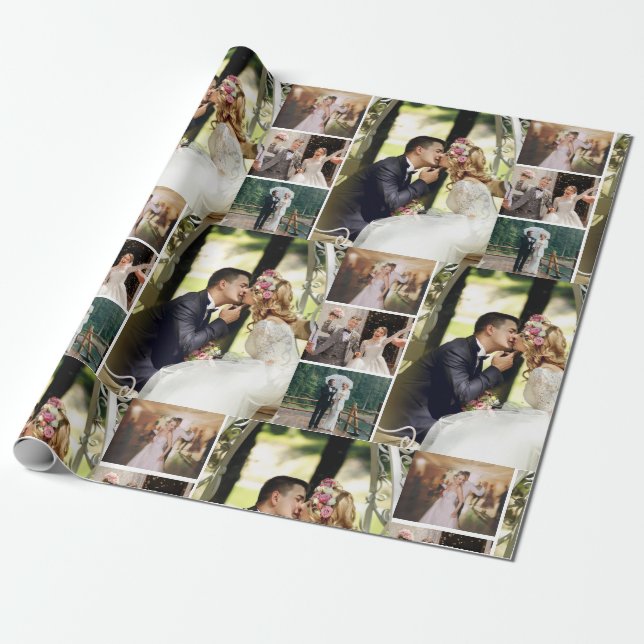 Papel De Regalo Collage de fotos de personalización de 4 Personali (Desenrollado)